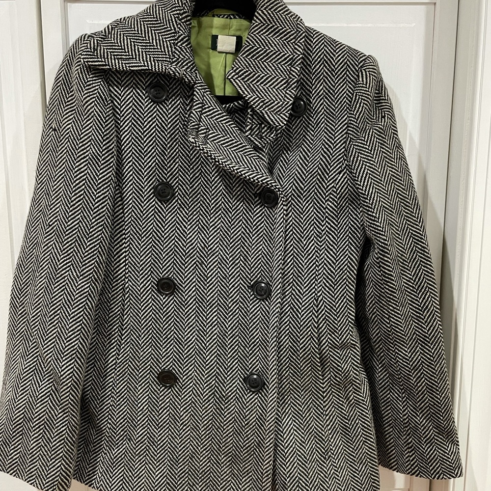 Jcrew Short Chevron Wool Pea Coat